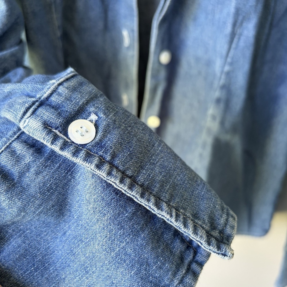 Mountain Lake Womens Denim Button Down Shirt Medium Wash 100% Cotton Size XL - Picture 6 of 10